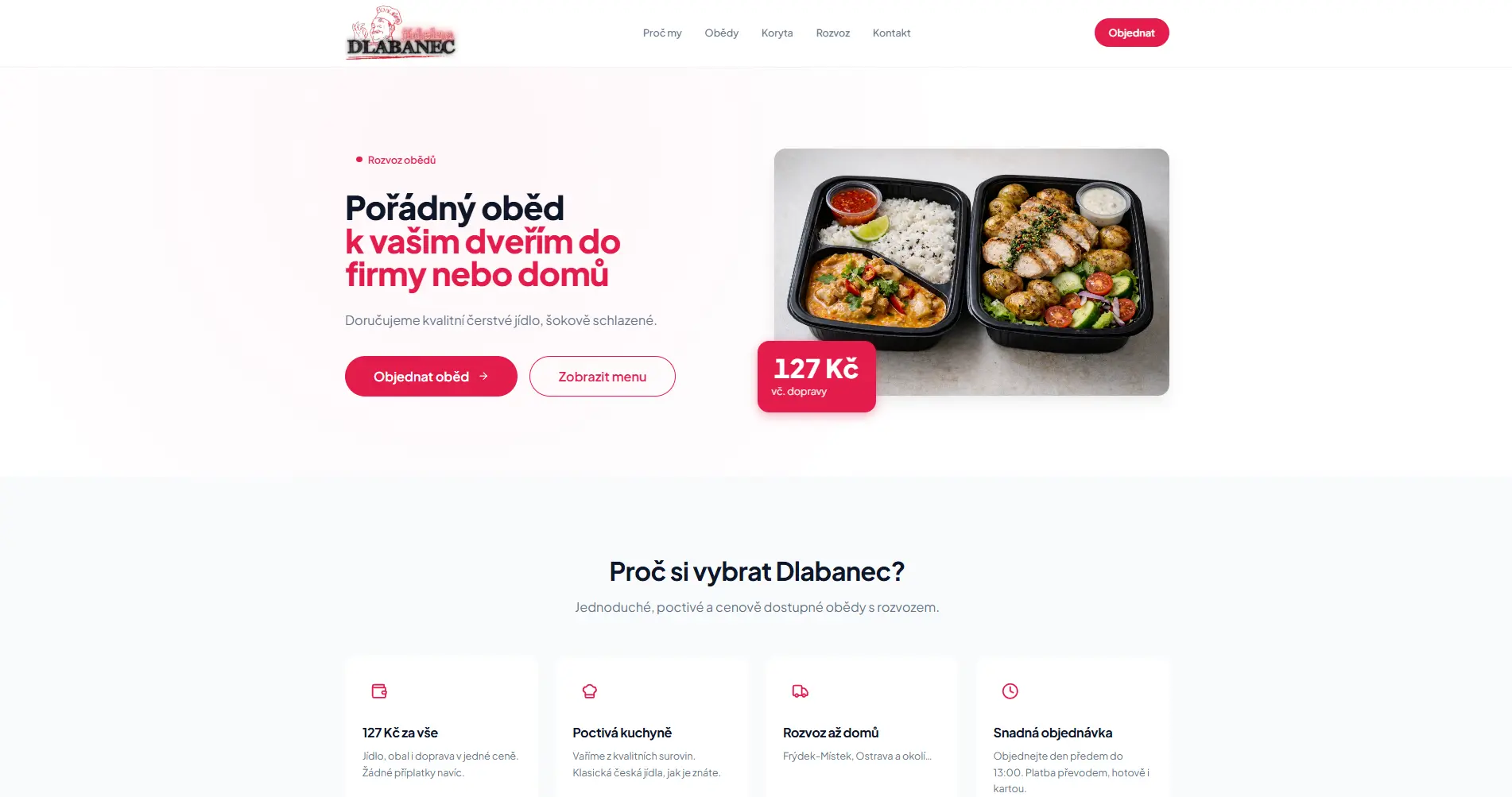 Náhled do systému pro rozvoz obědů - Jídelna Dlabanec