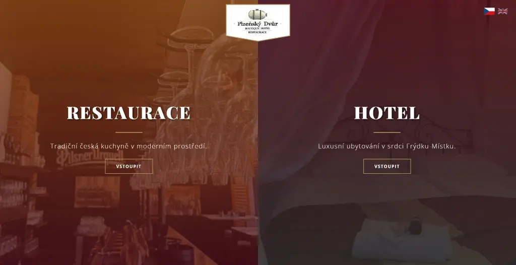 Náhled na webu pro hotel a restauraci - Plzeňský Dvůr